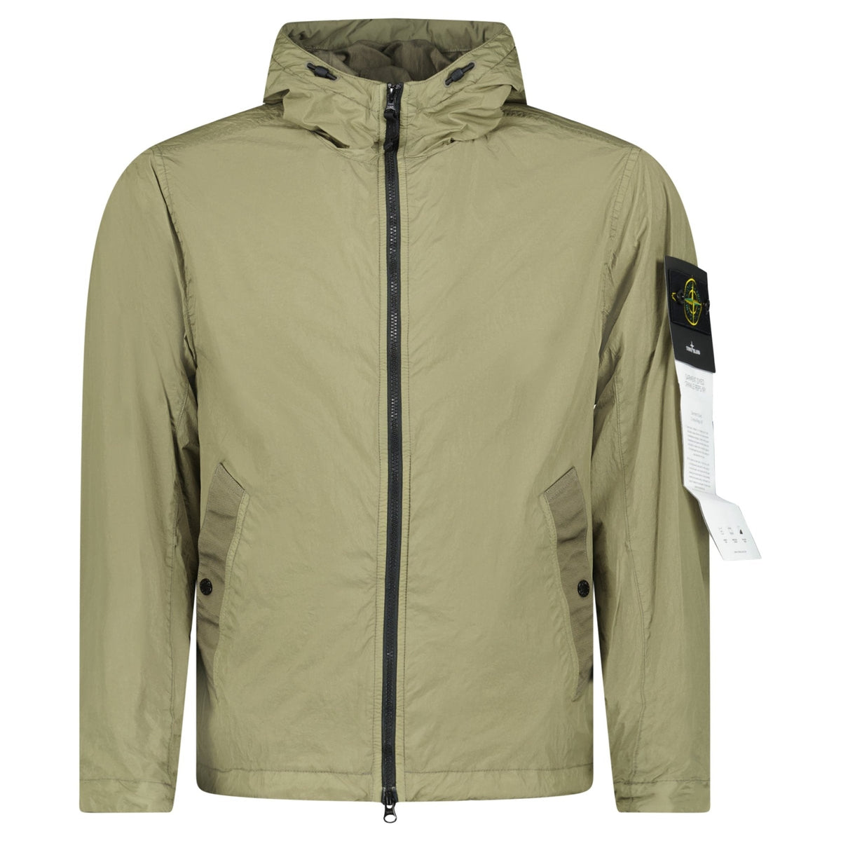 STONE ISLAND CRINKLE REPS NY HOODED JACKET IN MILITARY GREEN