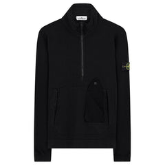 STONE ISLANDGarment Dyed Cotton Half Zip Sweatshirt Black