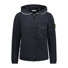 STONE ISLAND HOODED ZIP-UP OVERSHIRT JACKET NAVY