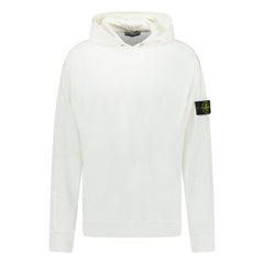 STONE ISLAND ‘OLD’ TREATMENT HOODED SWEATSHIRT IN WHITE