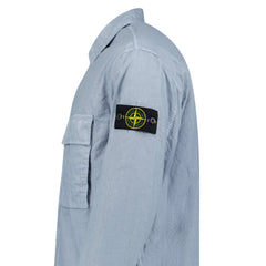 STONE ISLAND ORGANIC-LOOK NYLON PANAMA-TC OVERSHIRT IN AVIO BLUE