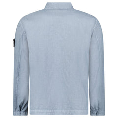 STONE ISLAND ORGANIC-LOOK NYLON PANAMA-TC OVERSHIRT IN AVIO BLUE