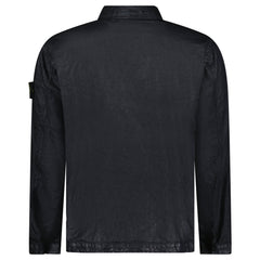 STONE ISLAND ORGANIC-LOOK NYLON PANAMA-TC OVERSHIRT IN BLACK