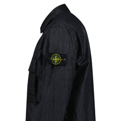 STONE ISLAND ORGANIC-LOOK NYLON PANAMA-TC OVERSHIRT IN BLACK