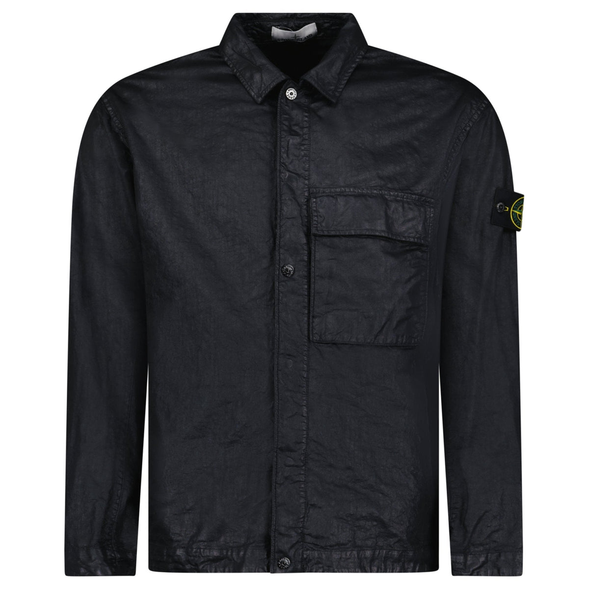 STONE ISLAND ORGANIC-LOOK NYLON PANAMA-TC OVERSHIRT IN BLACK
