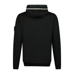 STONE ISLAND OTH CHEST SNAP COTTON HOODIE BLACK