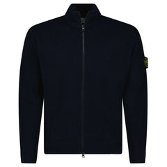 STONE ISLAND RIBBED SOFT ORGANIC COTTON ZIP-UP JUMPER IN NAVY