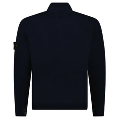 STONE ISLAND RIBBED SOFT ORGANIC COTTON ZIP-UP JUMPER IN NAVY