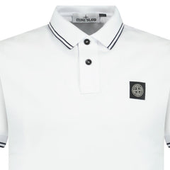 STONE ISLAND STRIPE COLLAR POLO T-SHIRT SLIM FIT WHITE