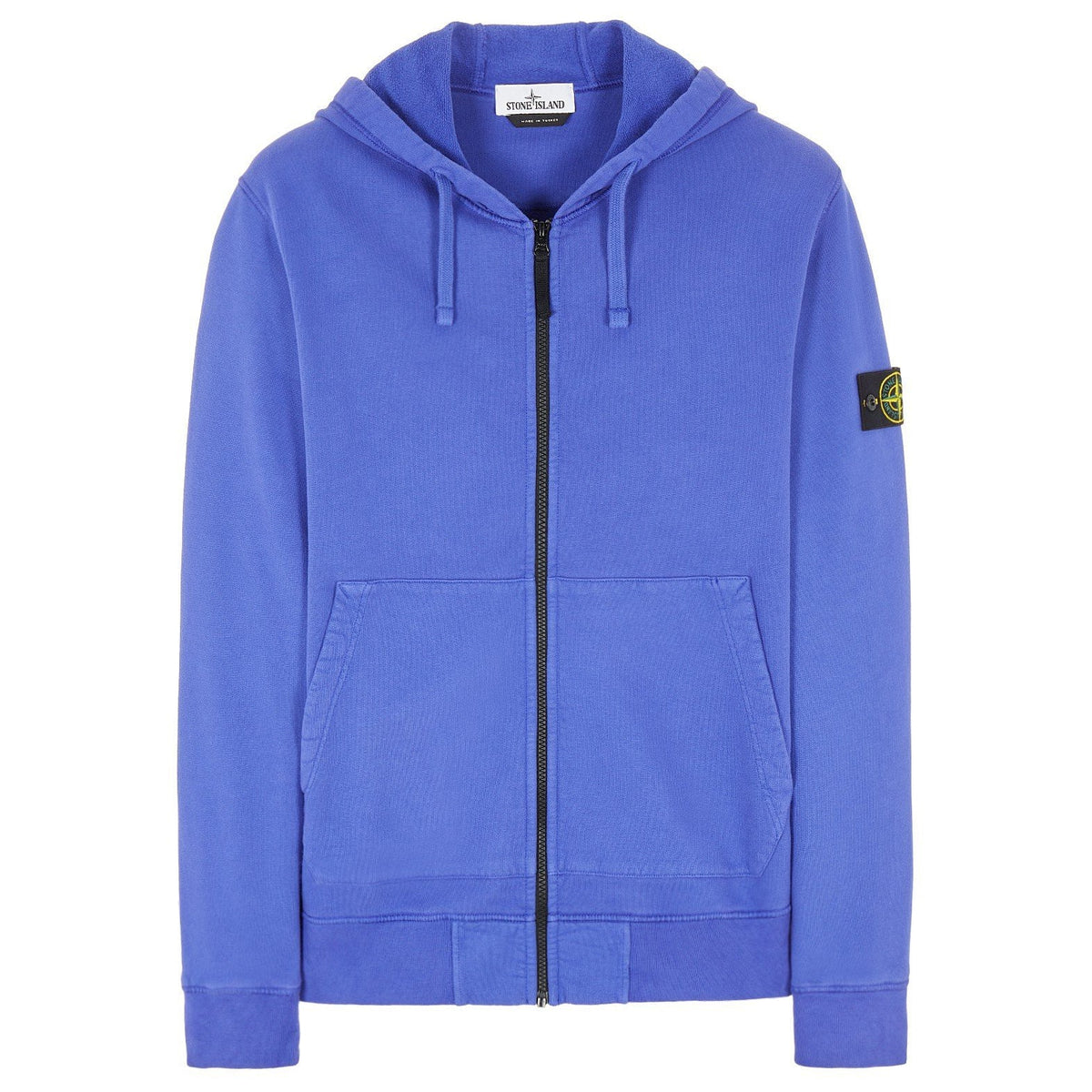 STONE ISLAND ZIP HOODIE SWEATSHIRT PERIWINKLE BLUE