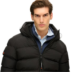 Superdry Hooded Sports Puffer Jacket - Black