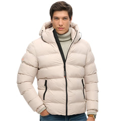 Superdry Hooded Sports Puffer Jacket - Chateau Grey